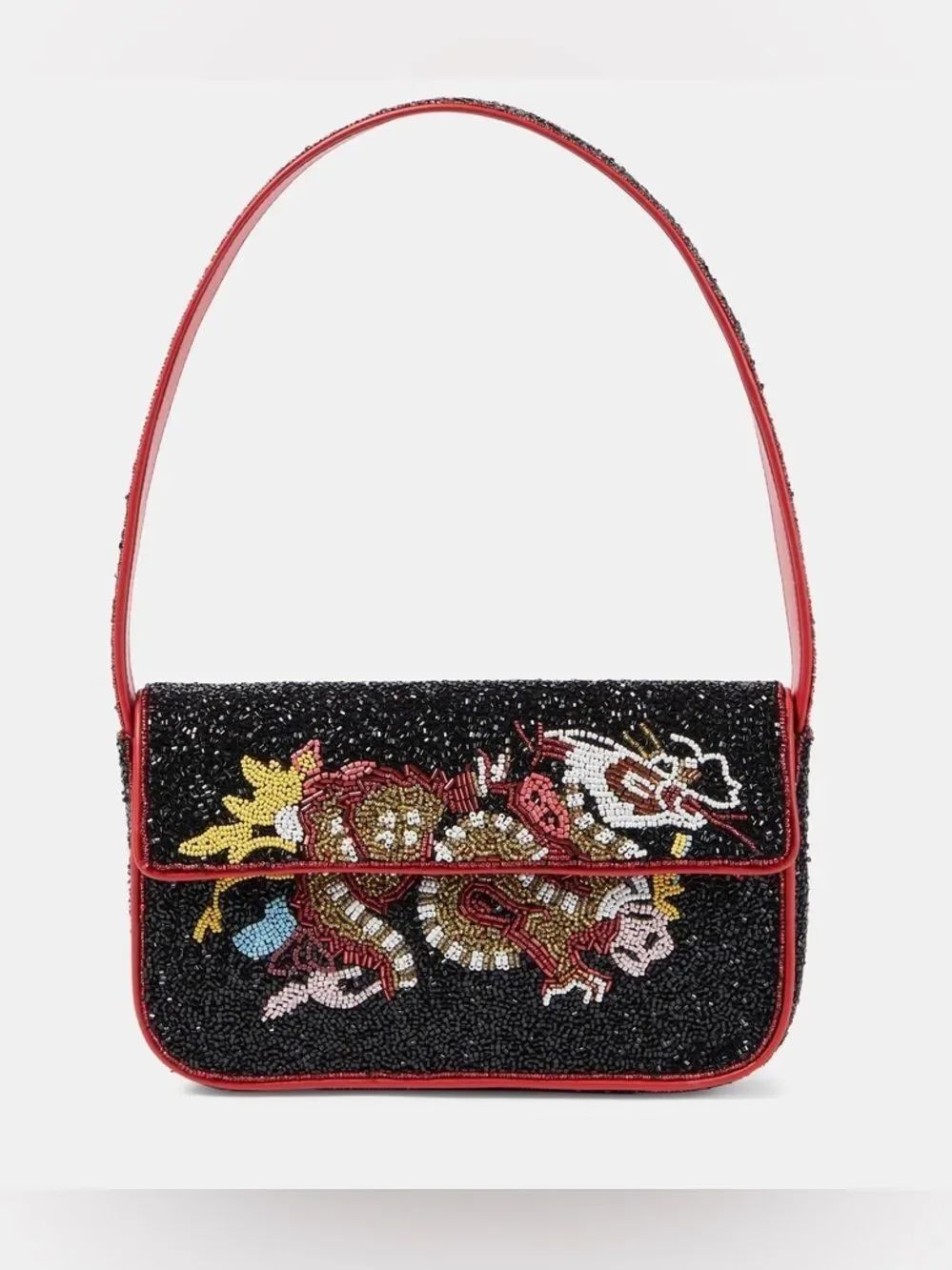 NEW STAUD Limited Edition dragon Tommy beaded shoulder bag